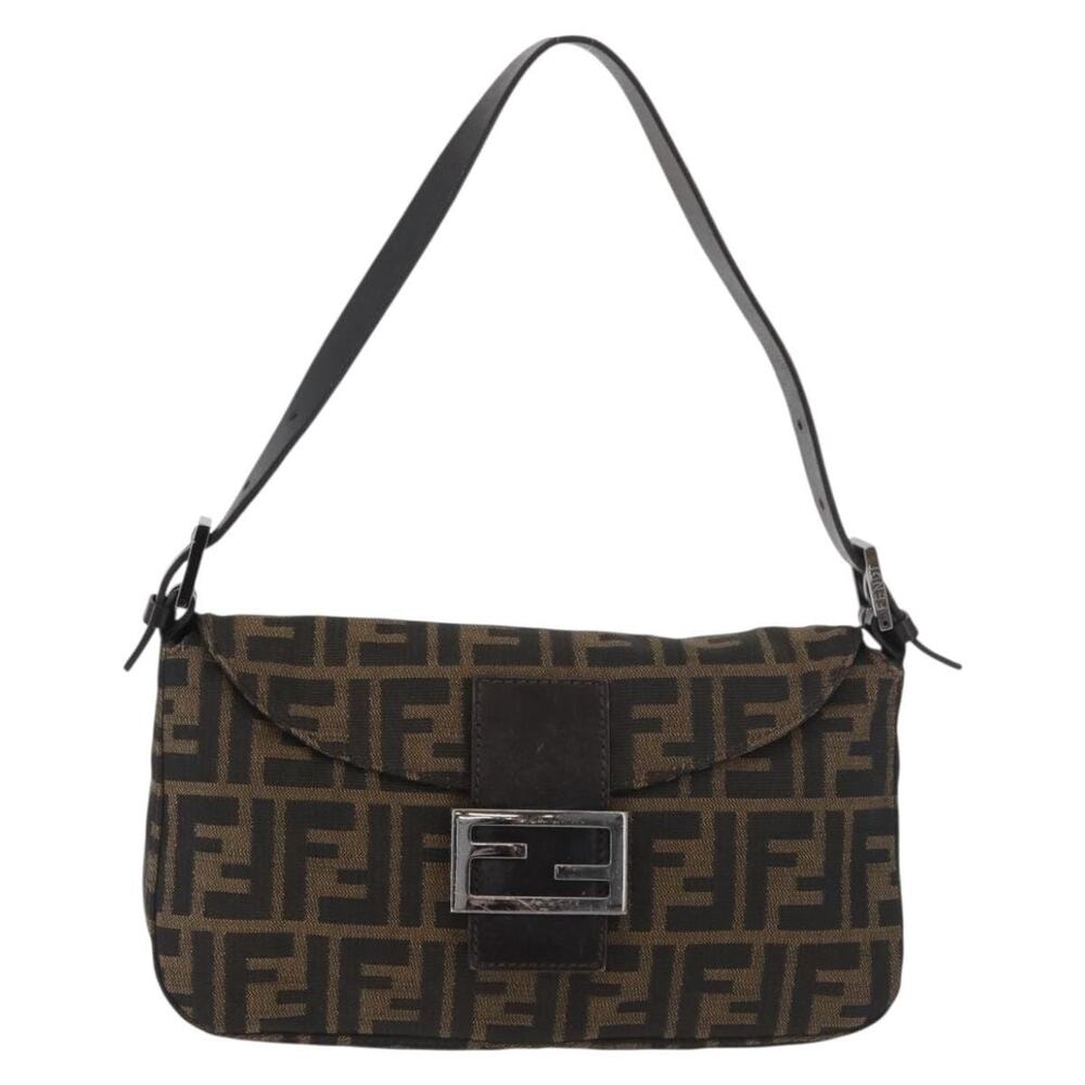 Fendi Zucca Mamma Baguette Shoulder Bag Black